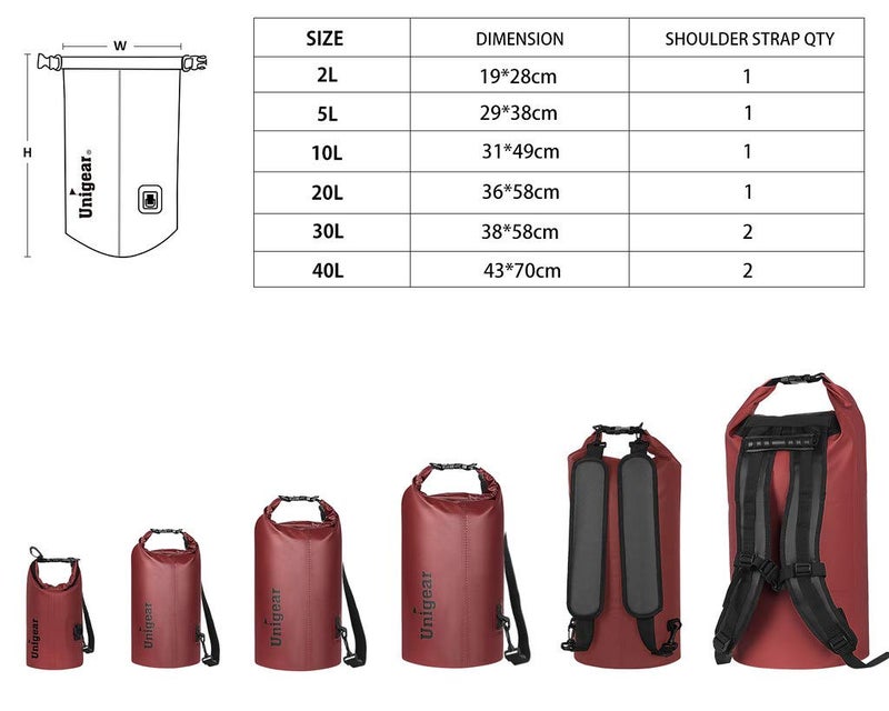 Unigear Dry Bag Waterproof, Floating and Lightweight Bags for Kayaking, Boating, Fishing, Swimming and Camping with Waterproof Phone Case (Red, 2L) - Image 2